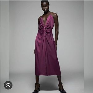 Zara satin effect dress purple